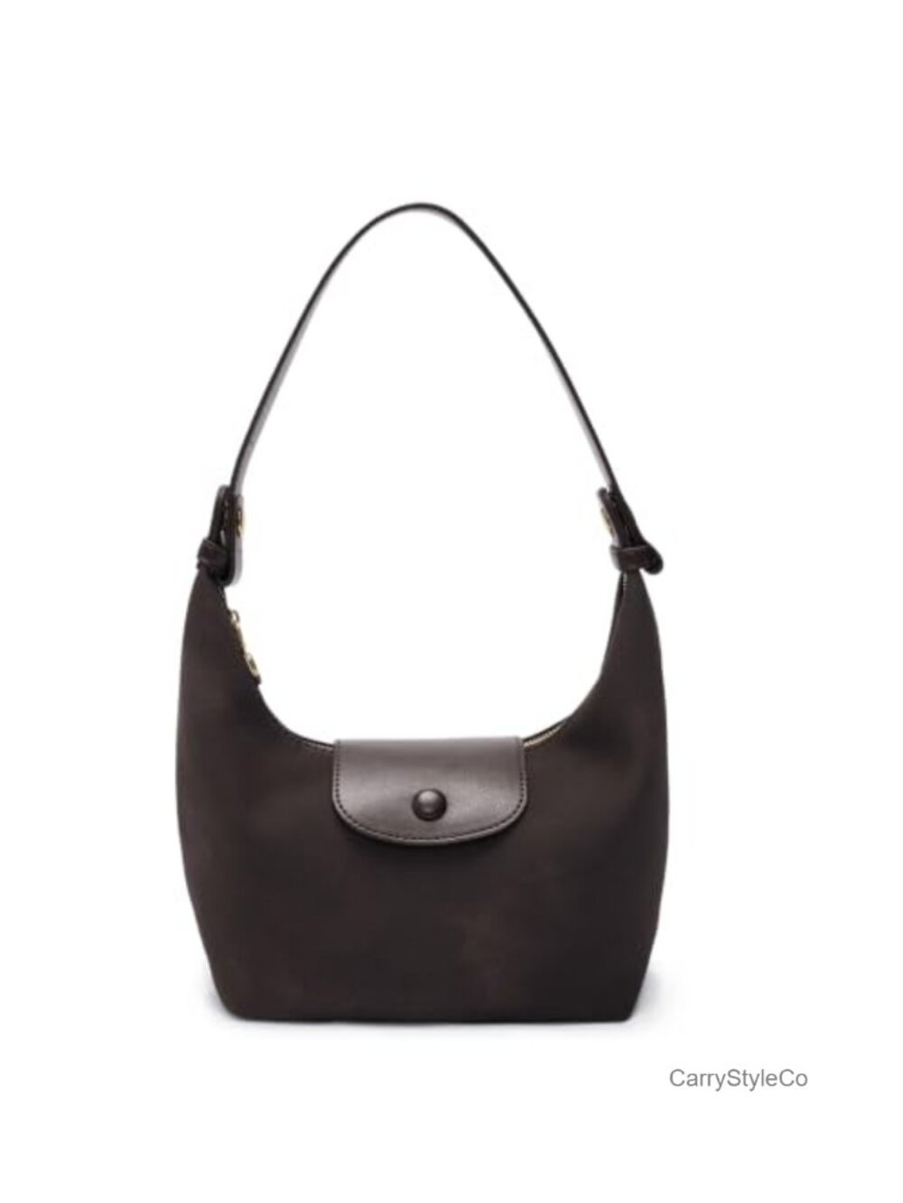 Faux Suede Small Hobo Crossbody Bag with 2 Straps Crescent Purse